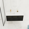 48 Inch Wall Mounted Bathroom Vanity With Sink, Thick Edged Resin Basin, Kd Package Black Chestnut Bathroom Modern Plywood