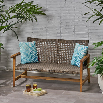 Hampton Wood Wicker Seat Natural Metal & Wood