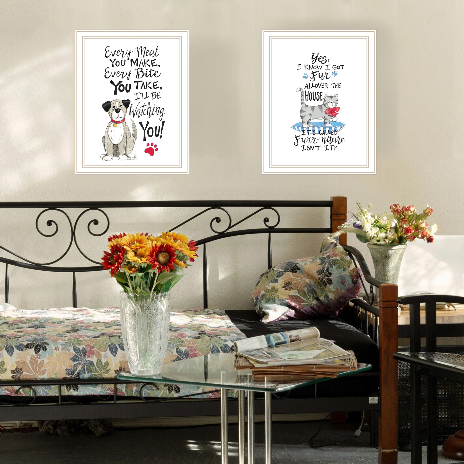 2 Piece Vignette It'S Called Furr Niture Isn'T It White Framed Wall Art For Living Room, Bedroom Wall Art Print For Home Decor By Deb Strain Multicolor Wood Paper
