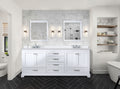 White Double Bath Vanity 80 In. W X 22 In. D, Cultured Marble Top, And Faucet Set White Plywood Wood