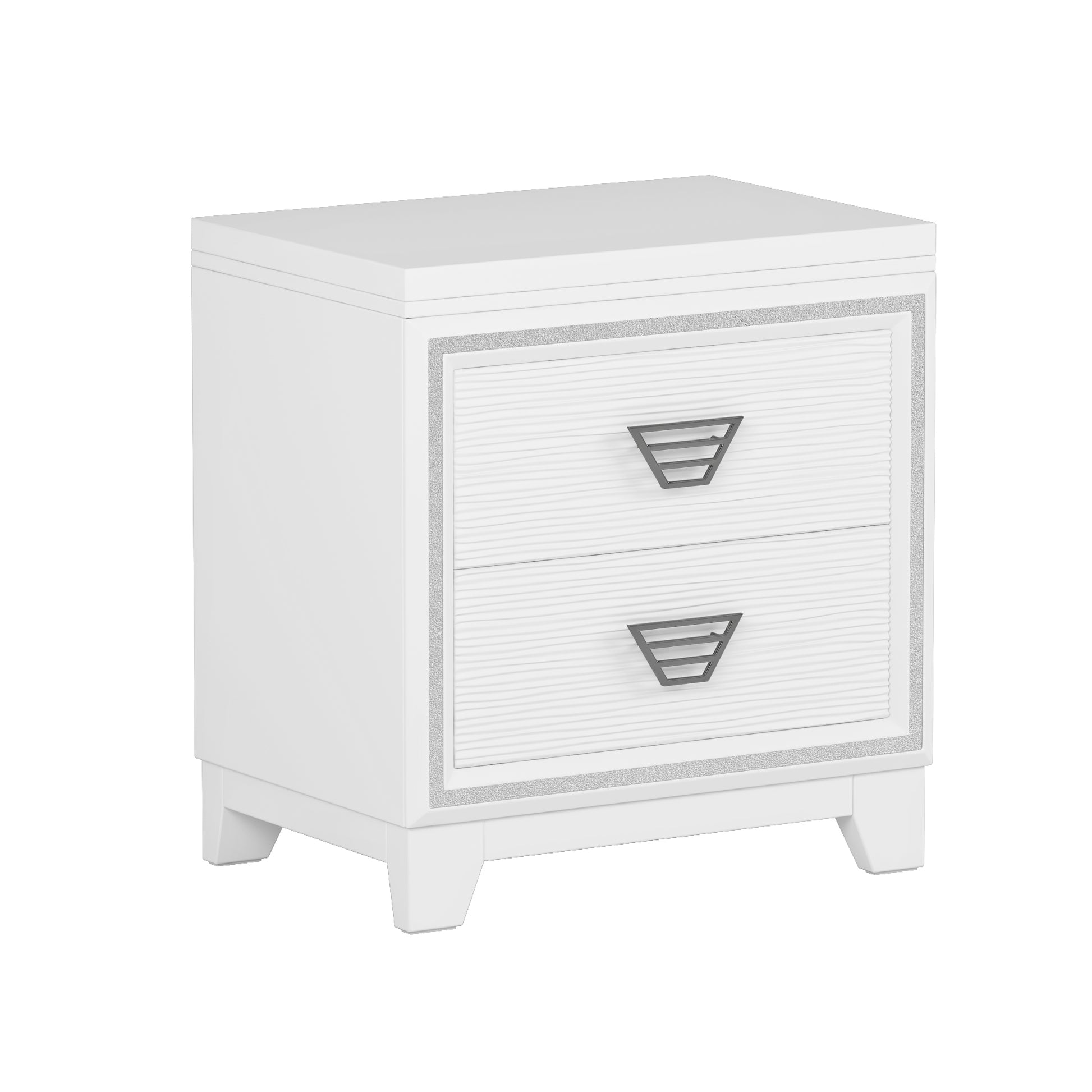 3 Pieces Bedroom Sets Queen Size Upholstered Bed With Led Lights, Nightstands And Dresser With Metal Handles And Sparkling Shiny Decoration, White Expected Arrival Time:8.5 Queen White 3 Piece Set Mdf Metal