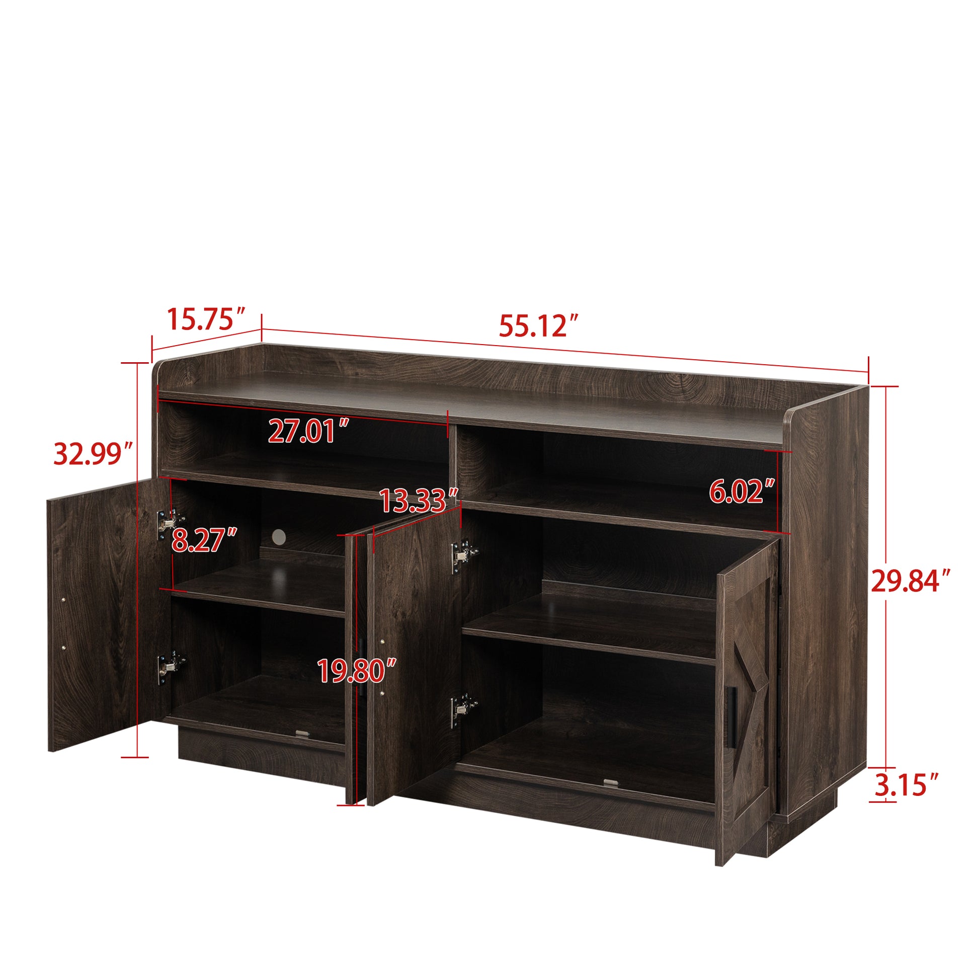 Dresser Cabinet,Barcabinet,Buffet Sideboard Storage Cabinet,Buffet Server Console Tablestorge Cabinetsolid,For Dining Room,Living Room,Kitchenhallway,Shaped Door Panels, Gold Metal Handle,Color: Brown Standard 5 Or More Spaces Distressed Finish Brown