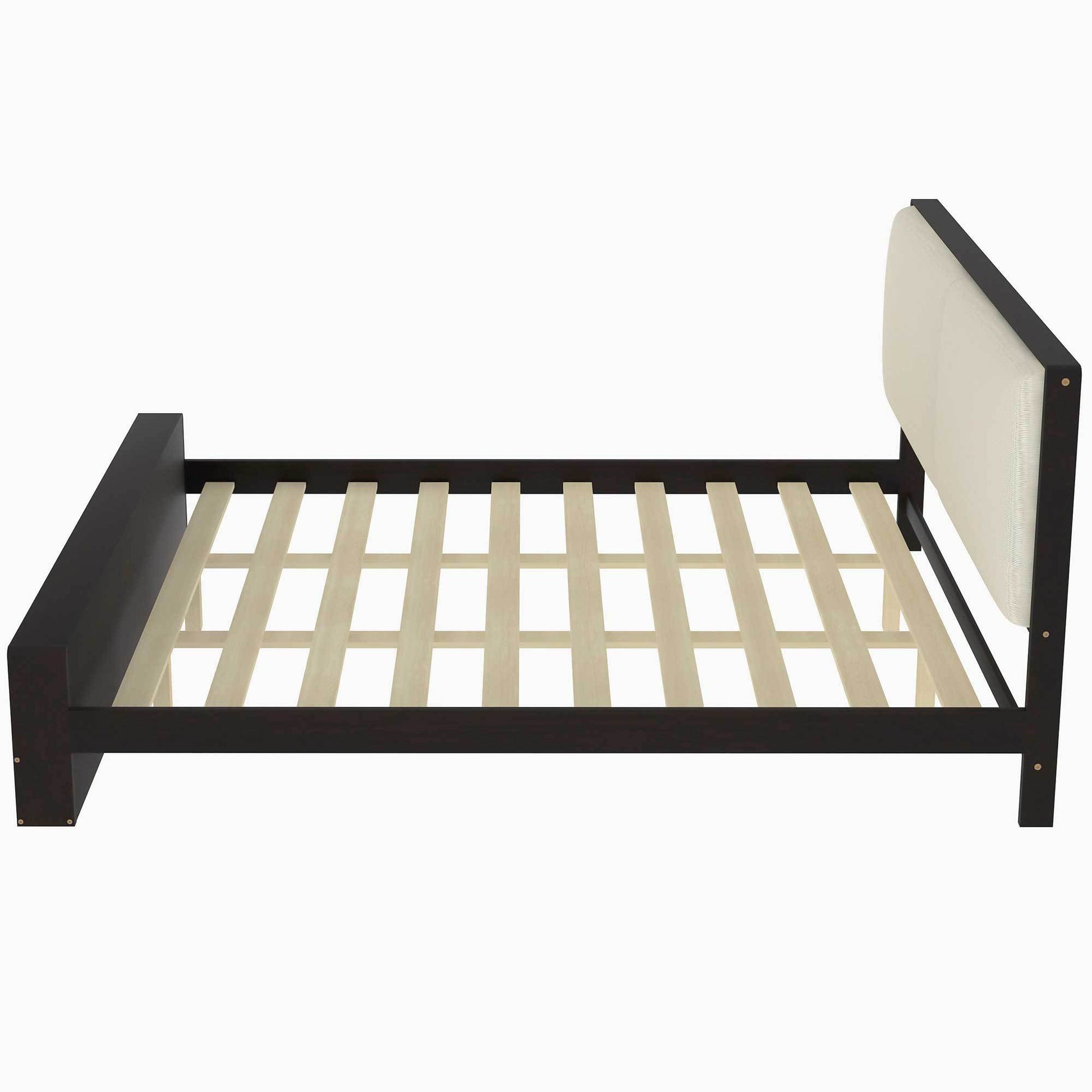 King Size Platform Bed Frame With Upholstery Headboard And Bookshelf In Footboard And Led Light Strips, Espresso King Espresso Solid Wood Mdf