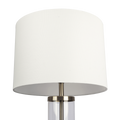 Luna Brushed Nickel Table Lamp With On Off Switch Clear Glass Body Metal Base Clear,Silver,White Table&Floor Lamps Glass,Linen,Metal