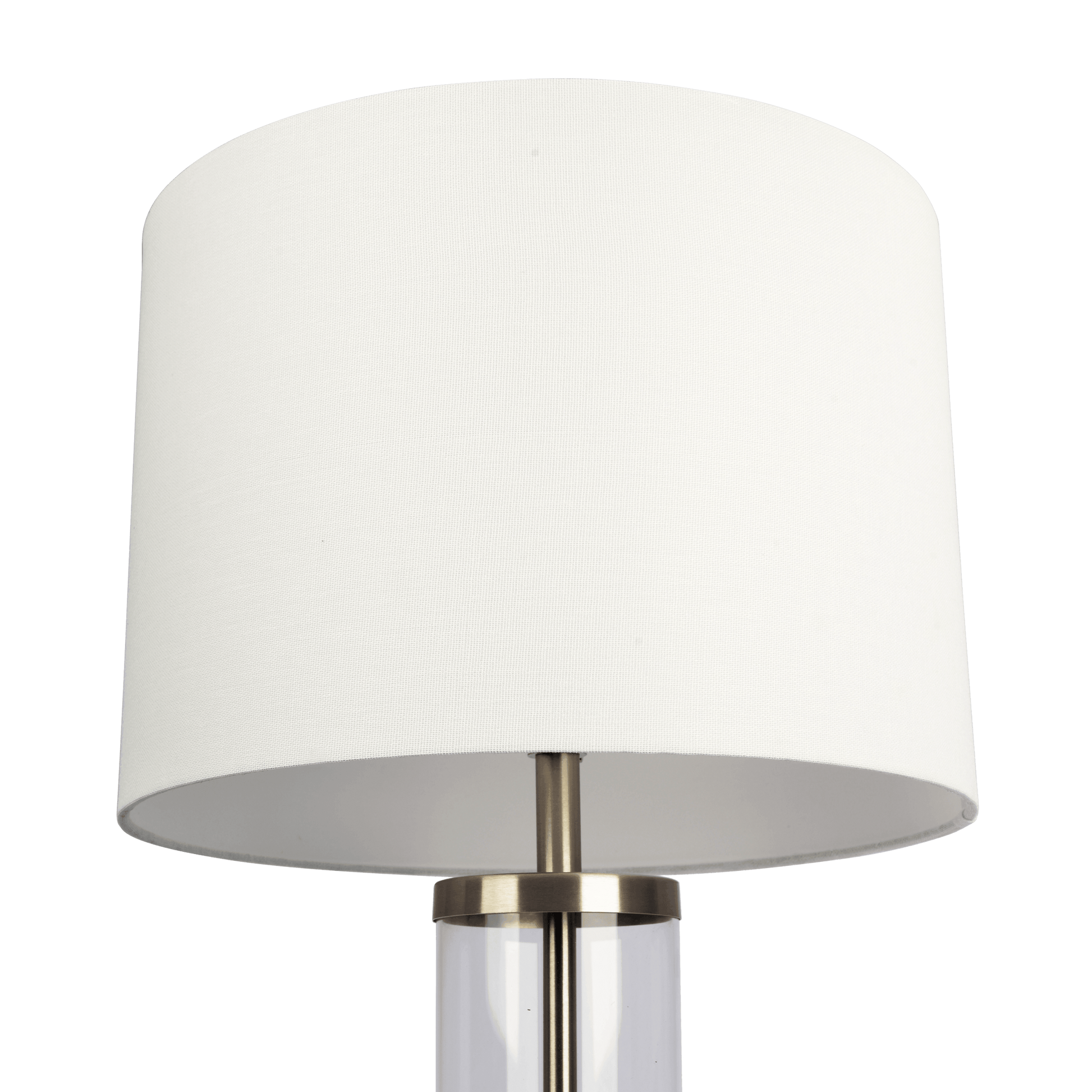 Luna Brushed Nickel Table Lamp With On Off Switch Clear Glass Body Metal Base Clear,Silver,White Table&Floor Lamps Glass,Linen,Metal