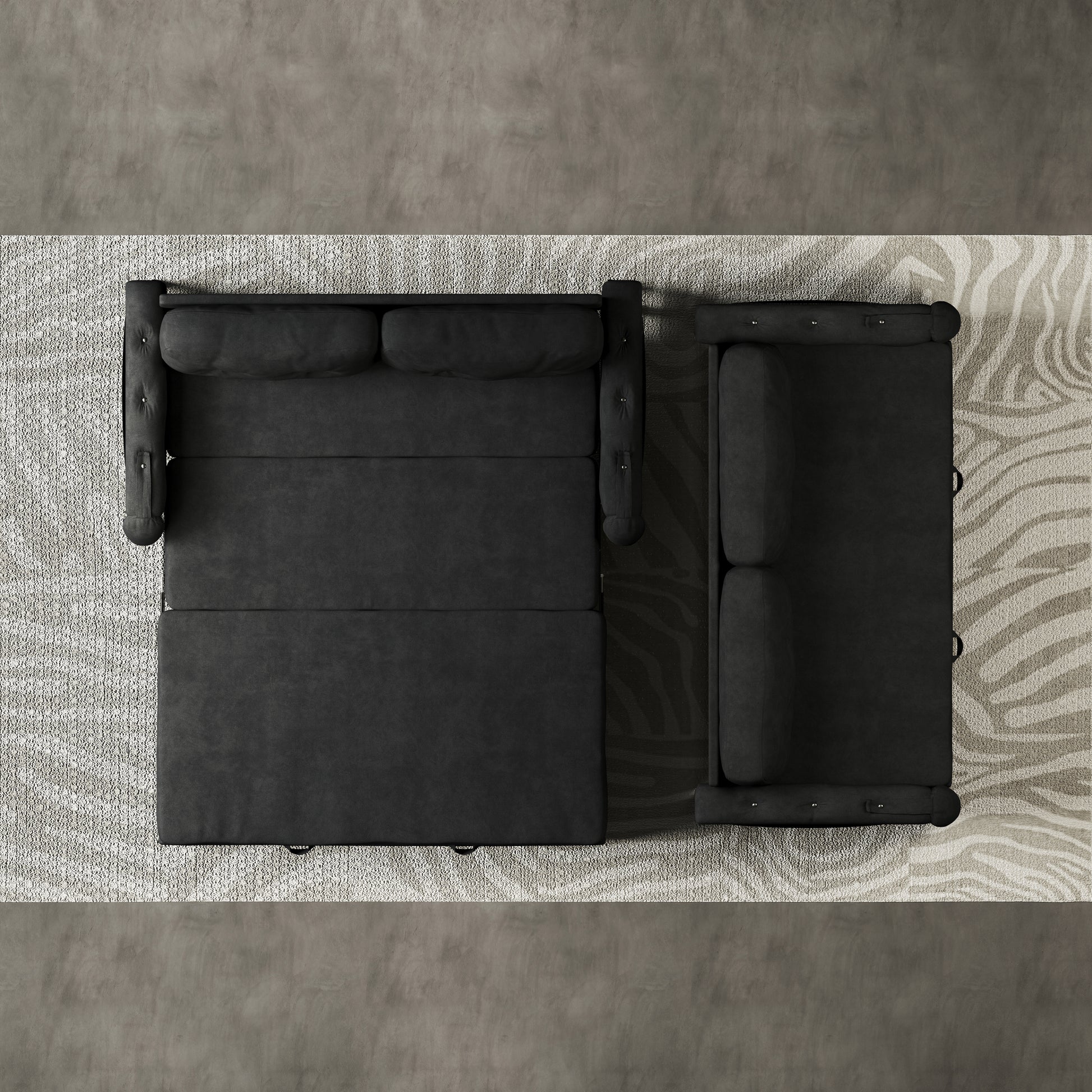 66.2" Queen Pull Out Sofa Bed, Hydraulic System Convertible Sleeper Sofa With Storage And 2 Soft Pillows, Tufted Button Upholstered Couch,Multi Functional Velvet Loveseat Bed,Black Black Velvet 2 Seat