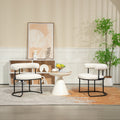 Coolmore Boucle Dining Chairs Set Of 2, Mid Century Modern Curved Backrest Chair, Round Upholstered Kitchen Chairs Beige Boucle Beige Foam Mdf Metal