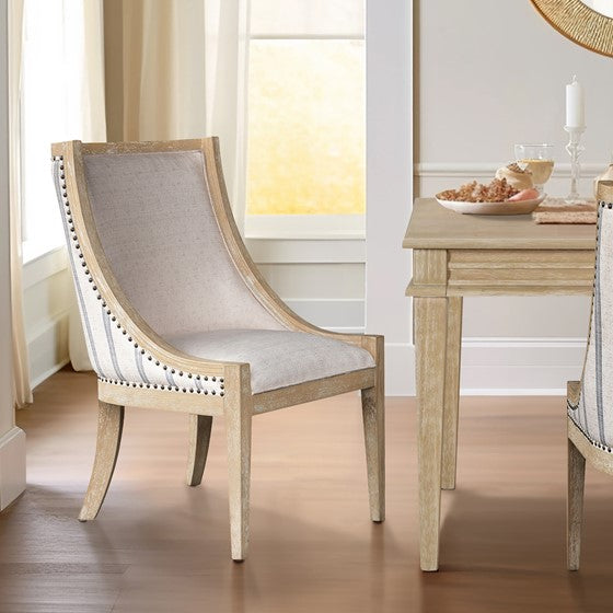 Upholstered Dining Chair With Trim Beige Natural Upholstered