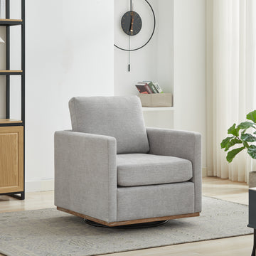 30.7"W Square Upholstered Swivel Accent Chair And Comfy Accent Single Sofa Chair, 360 Degree Club Chair, Lounge Armchair For Living Room Bedroom Apartment Nursery. Light Gray Light Gray Chenille