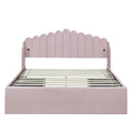Queen Size Upholstered Platform Bed With 4 Drawers And 2 Usb, Pink Box Spring Not Required Queen Pink Wood Bedroom Bed Frame Polyester Upholstered