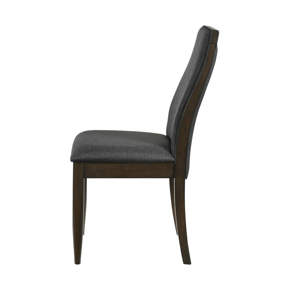 Set Of 2 Grey Fabric Upholstered Dining Chairs, Dark Walnut Solid Grey Dining Room Rectangular Dining Chairs Set Of 2 Fabric,Mdf