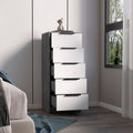 White 5 Drawer Rectangle Dresser White Particle Board