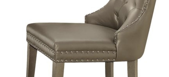 Kacela Champagne Synthetic Leather & Champagne Finish Side Chair Set Of 2 Champagne Synthetic Wood