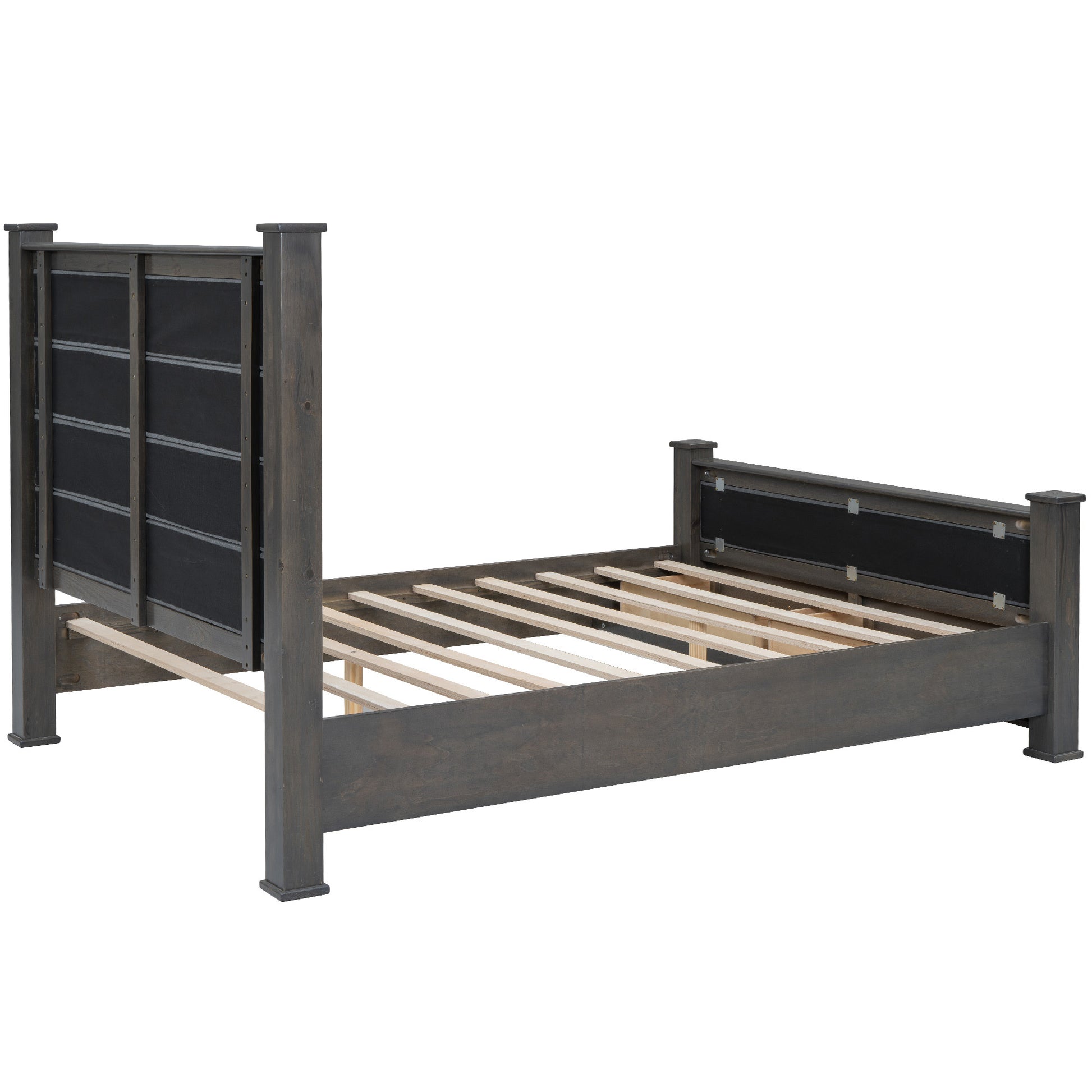 Queen Size Wood Frame Platform Bed With Upholstered Headboard, Footboard And 2 Drawers, Antique Gray Box Spring Not Required Queen Antique Gray Wood Bed Frame Solid Wood Mdf