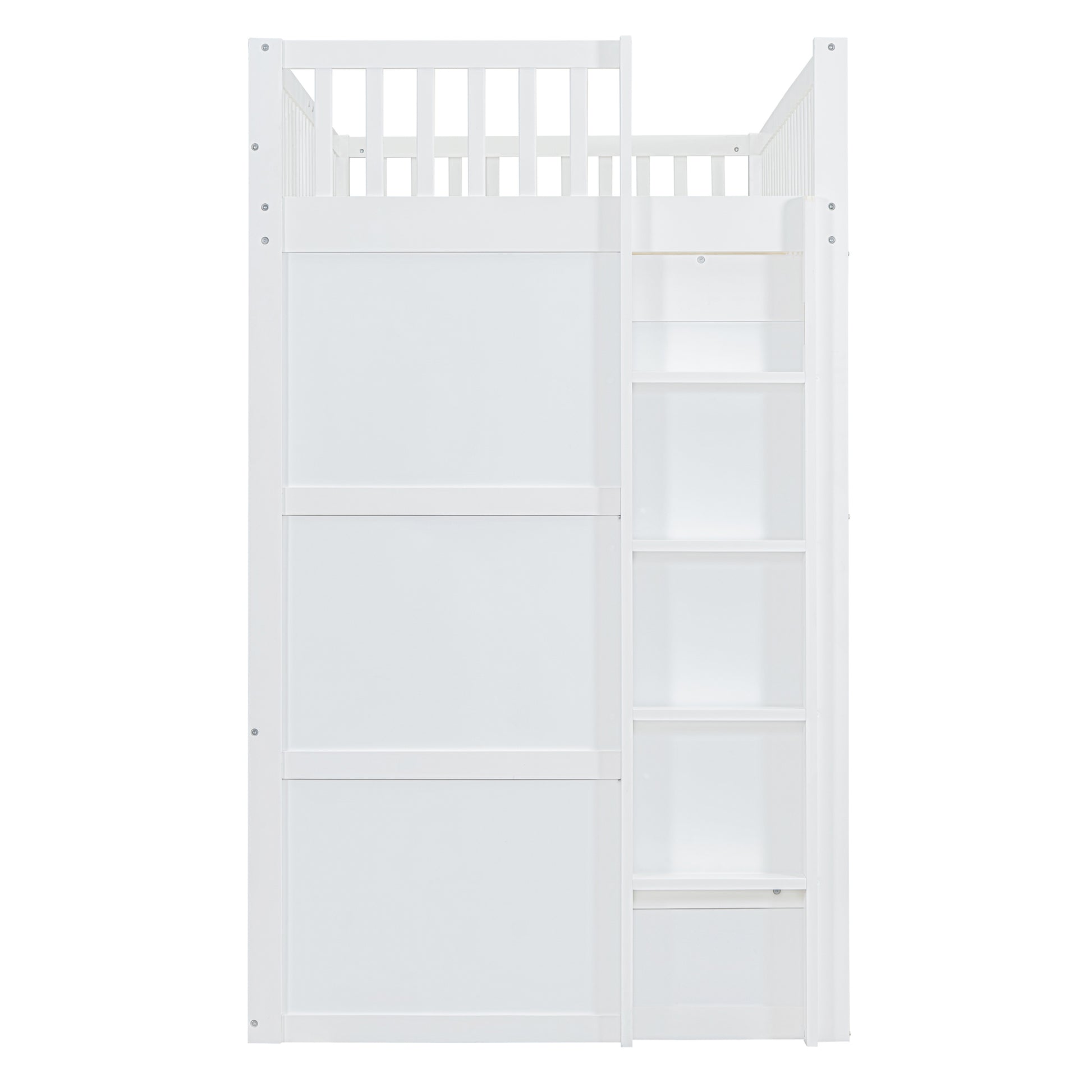 Twin Size House Loft Bed With Ladder And Wardrobe White Twin White Solid Wood