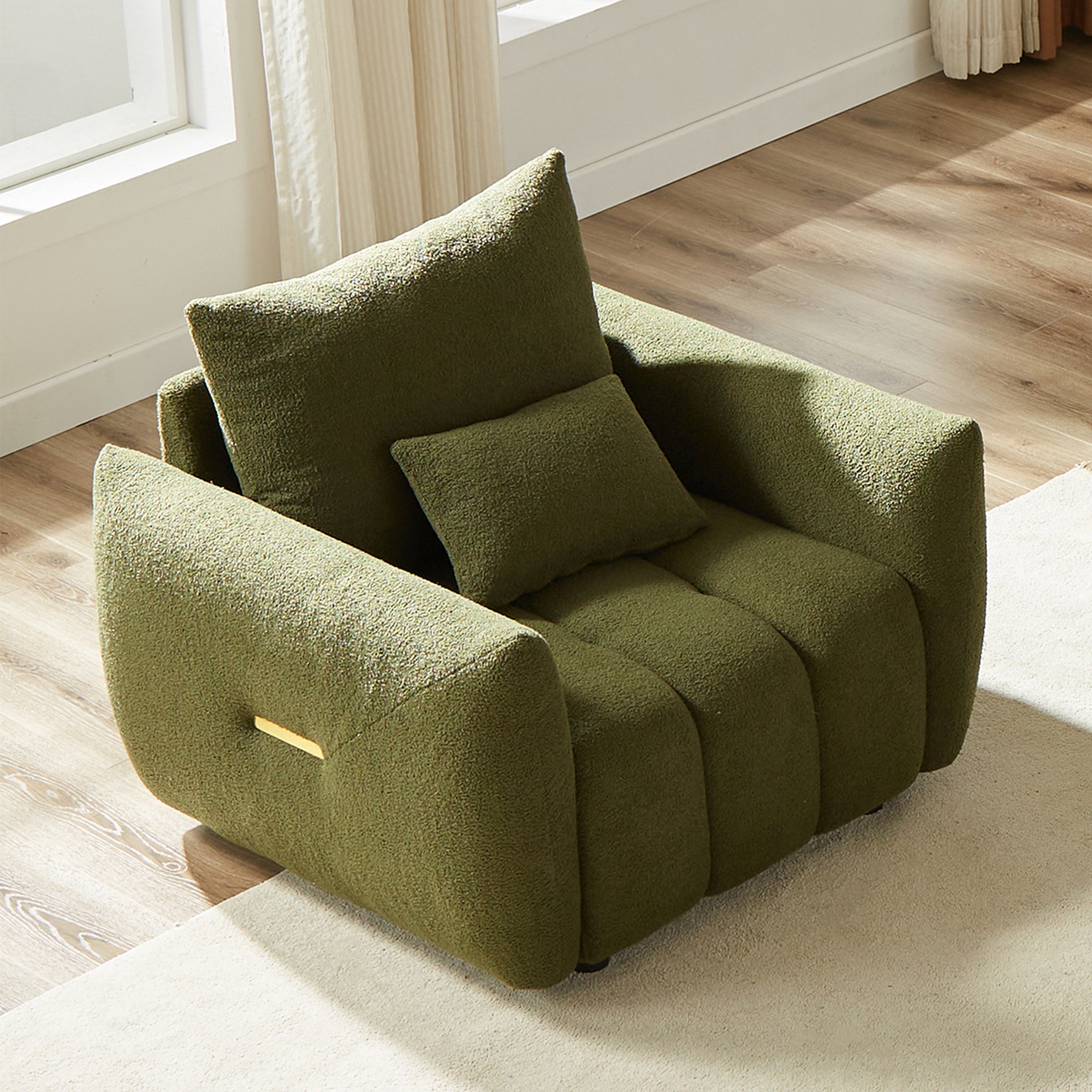 39.7'' Teddy Fabric Sofa, Modern Lounge Chair For Apartment, Office, Living Room And Bedroom Green Wood Primary Living Space Pine Foam Fabric 1 Seat