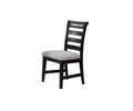 Modern 2Pc Dining Chairs Black Ladder Back Frame Upholstered Cushion Seat Rubberwood Kitchen Dining Room Black Dining Room Foam Classic,Contemporary,Modern Dining Chairs Rubberwood Ladder Back Set Of 2 Fabric,Rubber Wood