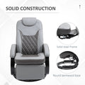 Homcom Pu Recliner Armchair With Footrest, Headrest, And Round Steel Wood Base Grey Pu