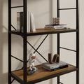 Dfw Bookshelves And Bookcases,29.52Inch Wide Shelf 4 Tier Ladder Shelf 110Lbs Shelf Vintage Industrial Style Bookcase For Bedroom Living Room Home, Vintage Brown 4 Black Vintage Brown Ladder Primary