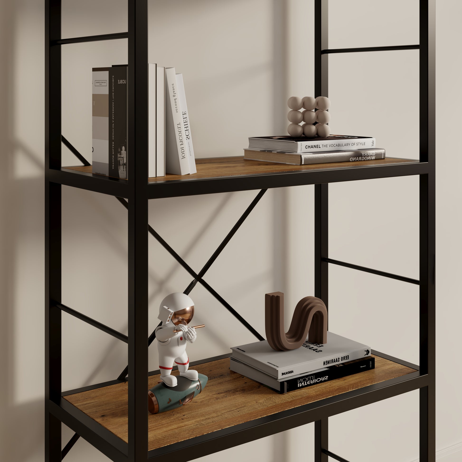 Dfw Bookshelves And Bookcases,29.52Inch Wide Shelf 4 Tier Ladder Shelf 110Lbs Shelf Vintage Industrial Style Bookcase For Bedroom Living Room Home, Vintage Brown 4 Black Vintage Brown Ladder Primary