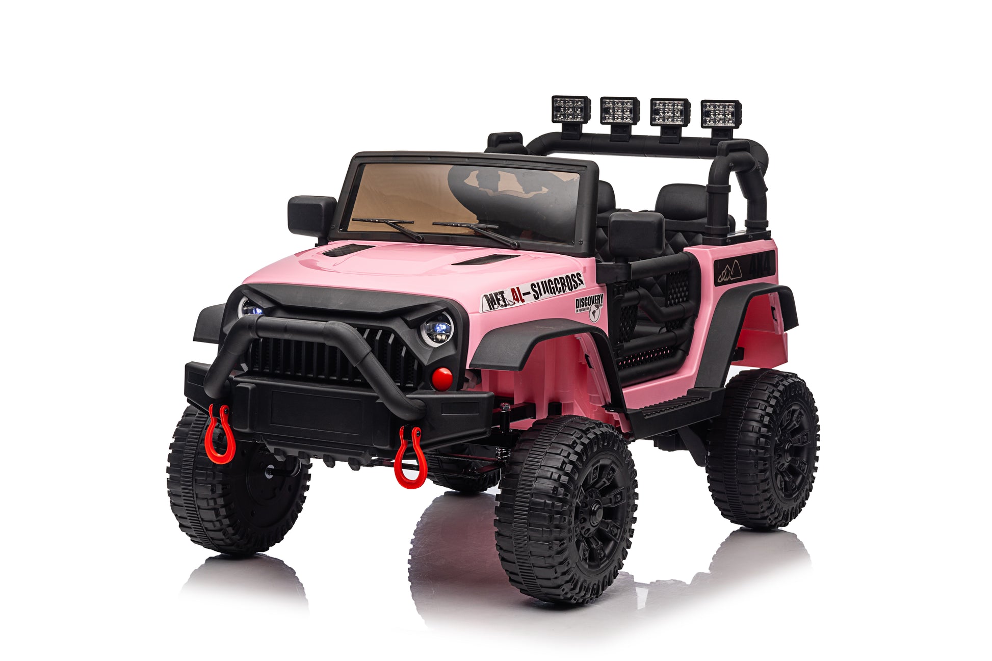 24V Power 4 Wheels W Remote Control, 3 Speeds, Bluetooth Music, Led Lights, Spring Suspension, Electric Vehicles Jeeps Toy For Boys Girls Pink Abs