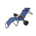 Beach Cart Chairs With Wheels 2 In 1 Foldable Beach Lounge Chair With Integrated Wagon Pull Cart Perfect For Backyard Pool Or Picnic Dark Blue Garden & Outdoor American Design,American Traditional Iron