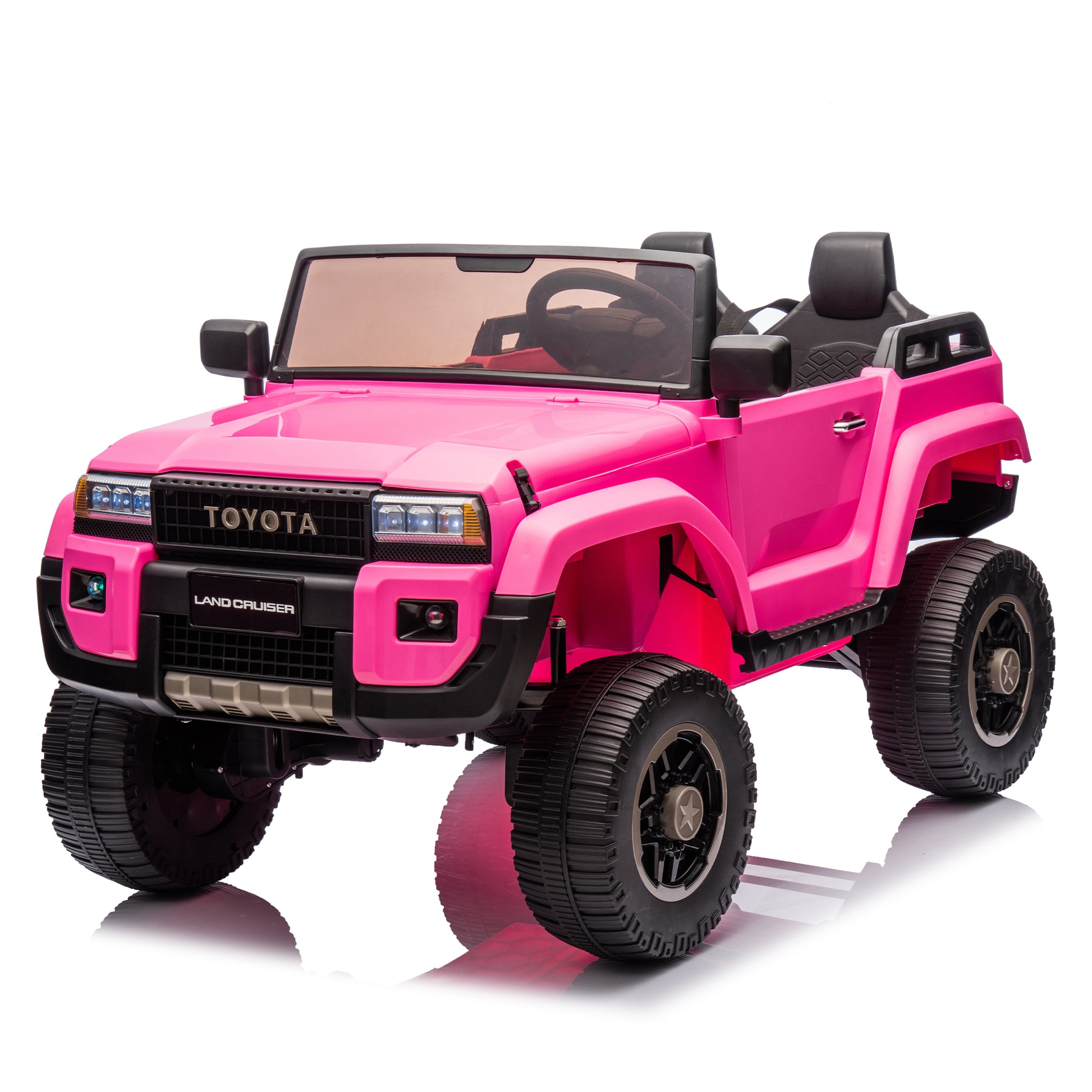 24V Two Seater Kids Ride On Car W Parents Remote Control, Licensed Toyota Lc250,220W Motors,With Shovel,Three Point Seat Belt,Slow Start,Speed Adjustment,Bluetooth,Music For Kids Aged 3 . Pink Polypropylene