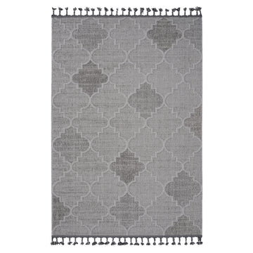 6X9 White Grey Trellis Indoor Outdoor Area Rug White Gray Polypropylene