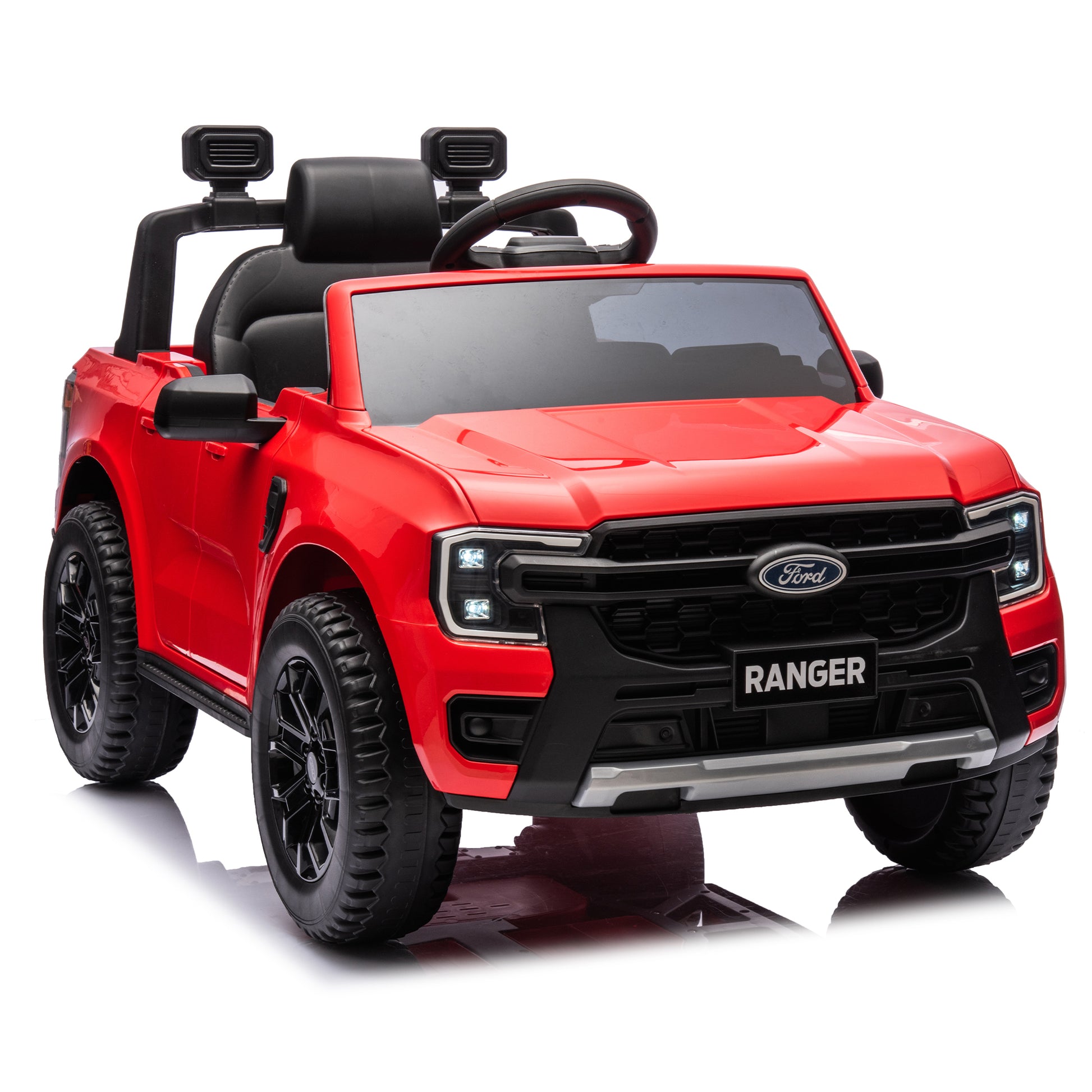 12V Kids Ride On Car W Parents Remote Control,Licensed Ford Ranger,2Wd,Rear Wheel Suspension,Low Start,Headlight,Horn,Mp3,Bluetooth,Adjustable Speed,Speed 1.86 4.97 Mph For Kids Aged 3 6. Red 50 99 Lbs Polypropylene