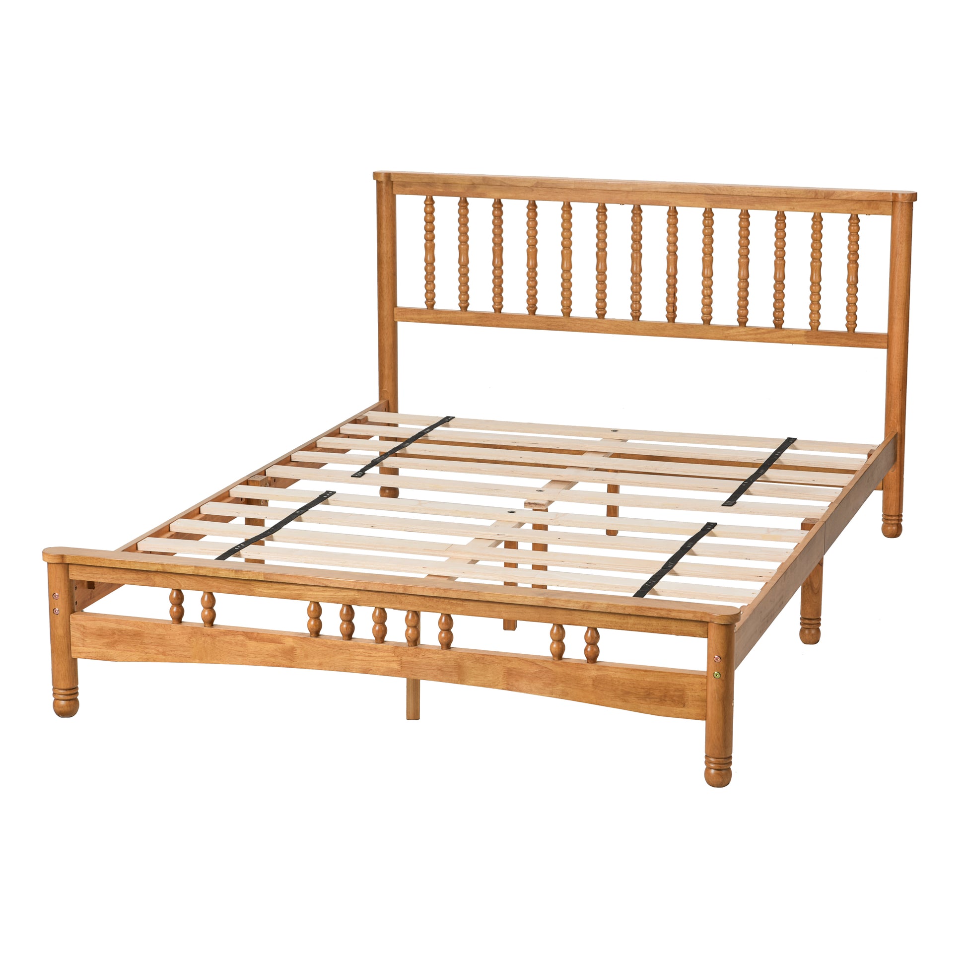 Queen Size Elegant Style Wooden Platform Bed Frame With Headboard,No Need Box Spring,Easy Assembly Queen Oak Rubber Wood
