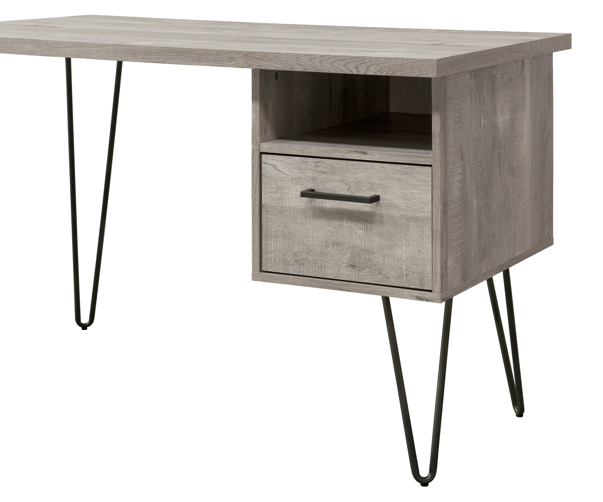 Grey Oak Desk Gray Wash Mdf Metal