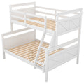 Twin Over Full Bunk Bed With Ladder, Safety Guardrail, Perfect For Bedroom, White Old Sku: Sm000118Aak 1 Twin Box Spring Not Required White Wood Bedroom Bunk Pine