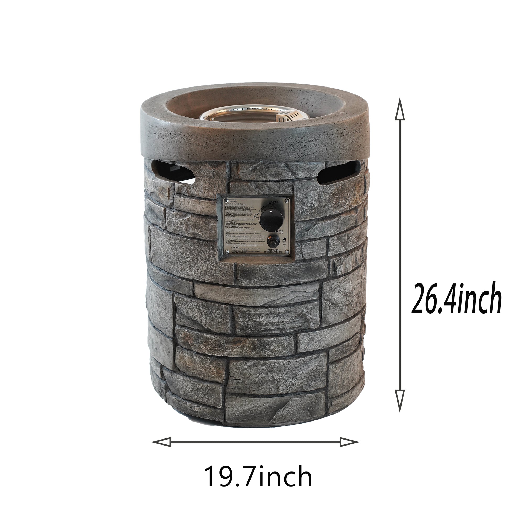 32000 Btu, Csa Certification Diameter 20 Inch Round Outdoor Gas Fire Pit,Contain 2.5Kg Lava Stone And Rainproof Cover,Magnesium Oxide Cultured Stone Surface Finished, More Suitable For Outdoor