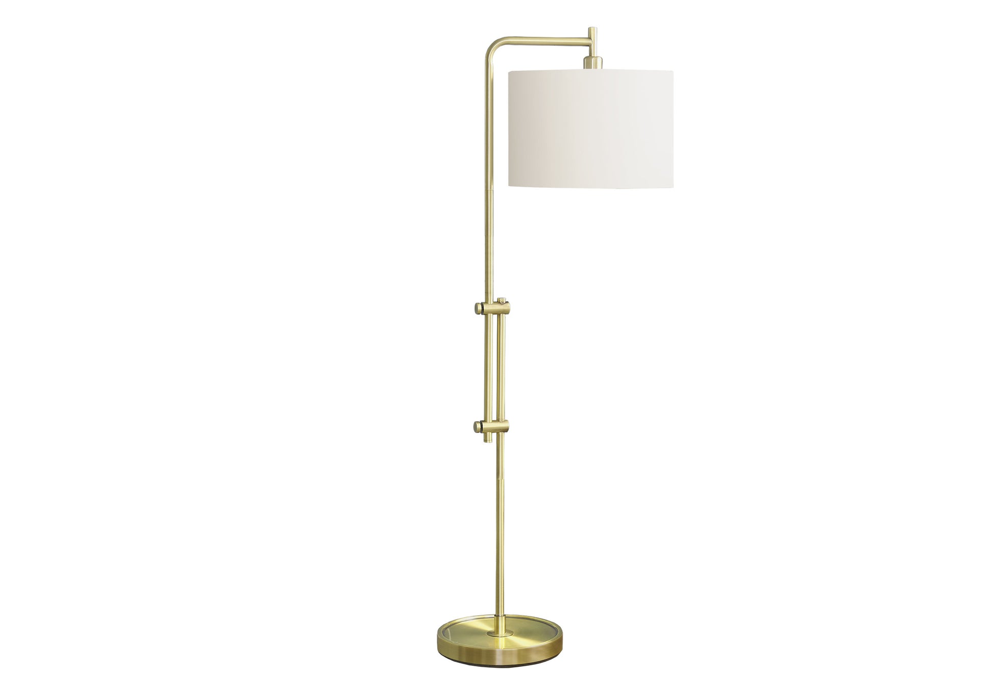 Lighting, 63"H, Floor Lamp, Brass Metal, Ivory Cream Shade, Contemporary Gold Metal