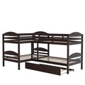 Twin L Shaped Bunk Bed With Trundle Espresso Old Sku:Lp000024Aap Espresso Solid Wood