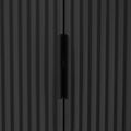 Vertical Striped Door Storage Cabinet With Metal Handles, Adjustable, Suitable For Study, Entryway And Living Room Black Mdf