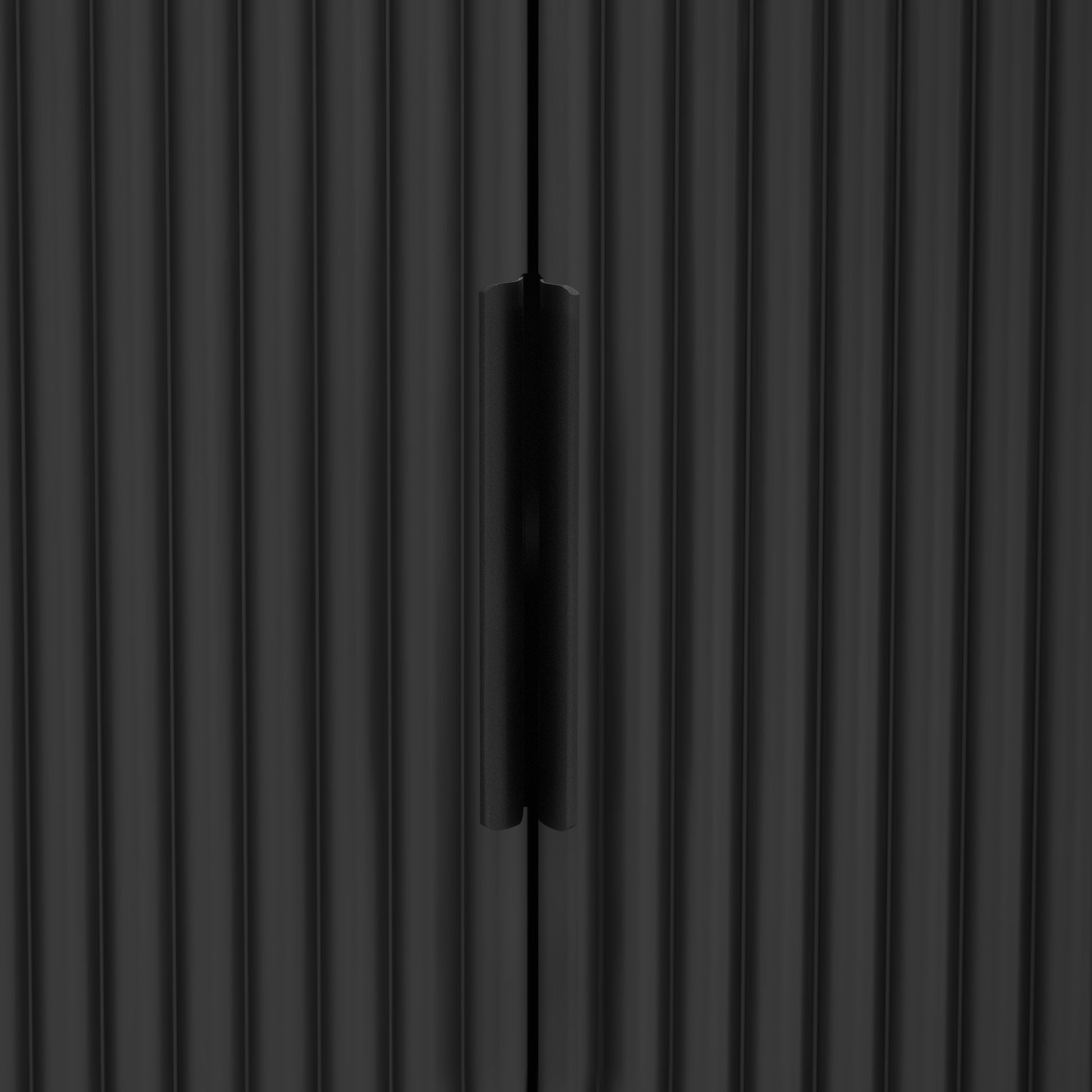 Vertical Striped Door Storage Cabinet With Metal Handles, Adjustable, Suitable For Study, Entryway And Living Room Black Mdf