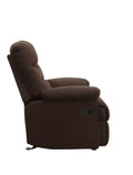 Chocolate Glider Recliner With Pillow Top Armrest Chocolate Microfiber Manual Handle Metal Primary Living Space Tight Back Handle Pillow Top Arms Fabric Metal