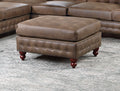 1Pc Cocktail Ottoman Dark Coffee Tufted Wooden Legs Living Room Furniture Dark Coffee Faux Leather Wood Primary Living Space Solid Contemporary,Luxury,Traditional Rubberwood Rectangle Nailhead Trim