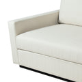 96 Inch Modern Sofa, Pillow Back, Track Style Arms, White Fabric Upholstery White Wood 4 Seat