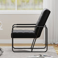 Modern Metal Framed Armchair With Black Technical Leather,Stylish & Comfortable Indoor Lounge Accent Chair For Living Room, Office,Bedroom Black Primary Living Space Modern Technical Leather