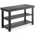 3 Tier Bamboo Shoe Rack Bench, Compact Storage Organizer, 286Lb Capacity, Suitable For Entryway Bedroom Living Room Balcony Brown Bamboo