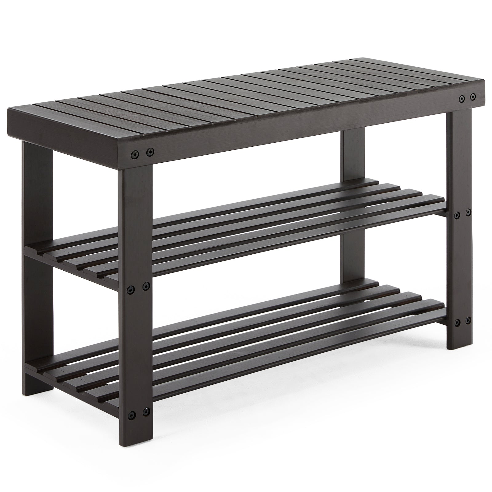 3 Tier Bamboo Shoe Rack Bench, Compact Storage Organizer, 286Lb Capacity, Suitable For Entryway Bedroom Living Room Balcony Brown Bamboo