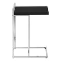 Accent Table, C Shaped, End, Side, Snack, Living Room, Bedroom, Black Laminate, Chrome Metal, Contemporary, Modern Black Particle Board