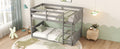 Twin Over Twin Floor Bunk Bed With Panelled Headboard And Footboard, Solid Rubber Wood Foundation With Safety Guardrails, Built In Ladder,Antique White Twin Antique White Rubber Wood
