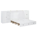 Queen Size Murphy Bed With Usb Port, Little Wardrobes And Drawers, White Queen White Particle Board Mdf