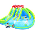 7 In1 Inflatable Water Park Three Slide With Blower Water Sprinkler Fountain Climbing Wall For Children Multicolor Oxford Fabric