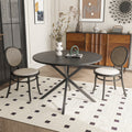42.13'' Modern Cross Leg Round Dining Table, Black Top Occasional Table, Two Piece Removable Top, Matte Finish Iron Legs Black Mdf Metal