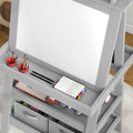 Qaba Easel For Kids, Double Sided Kids Art Easel With Paper Roll, Magnetic Whiteboard, Chalkboard & Storage, Standing Toddler Easel For Painting & Drawing, Gift For Boys, Girls Ages 3 6 Years, Gray Gray Mdf