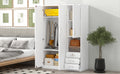 2 Doors Wooden Wardrobe Storage For Bedroom, With Shelves And 3 Drawers, White White Particle Board